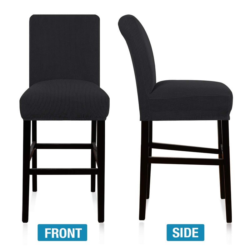 Flamingo P High Stretch Bar Stool Cover Pub Counter Chair Seat Slipcover for Dining Room Cafe Furniture Protectors Non Slip with Elastic Bottom Set of 2  Black - Image 5